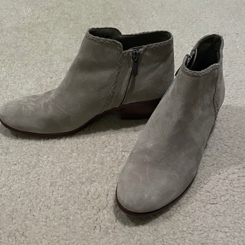 Sam Edelman Paige Tan Grey Suede Ankle Booties